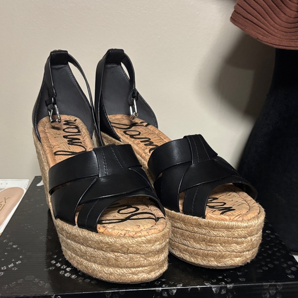 Sam Edelman Black Espadrille Wedges